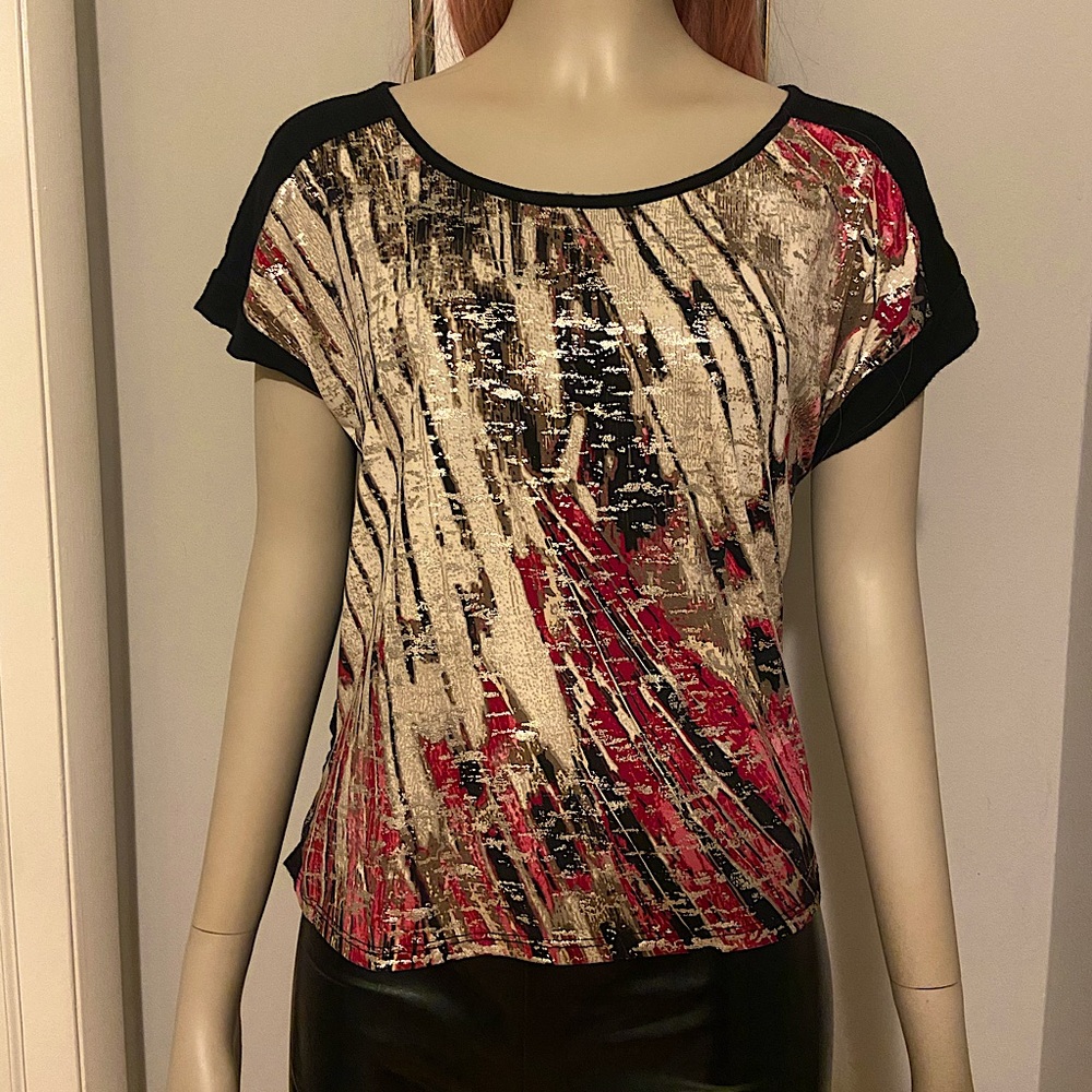 Metallic Cap Sleeve Top